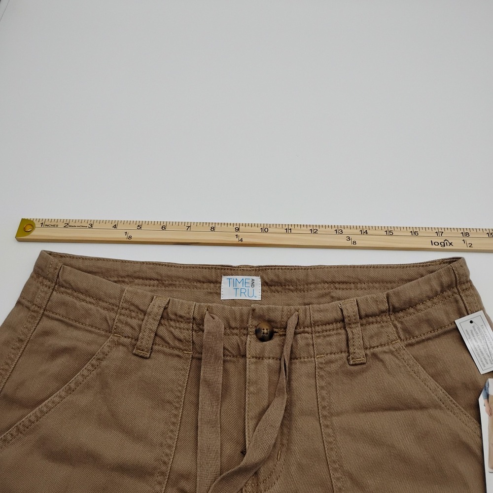 Time and Tru Womens Relaxed Cargo Pants Ermine Brown Wide Leg Tall Size 10 NWT - Picture 9 of 15
